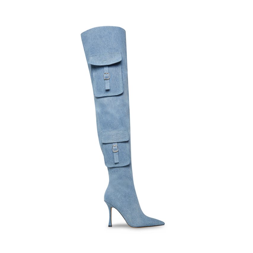 Botas Hasta La Rodilla Steve Madden Brittany Denim Fabric Mujer Azules | ES RIE1S4